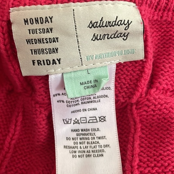 ANTHROPOLOGIE Saturday Sunday Ellyn Knit Red Sweater Shorts size large - Picture 7 of 7